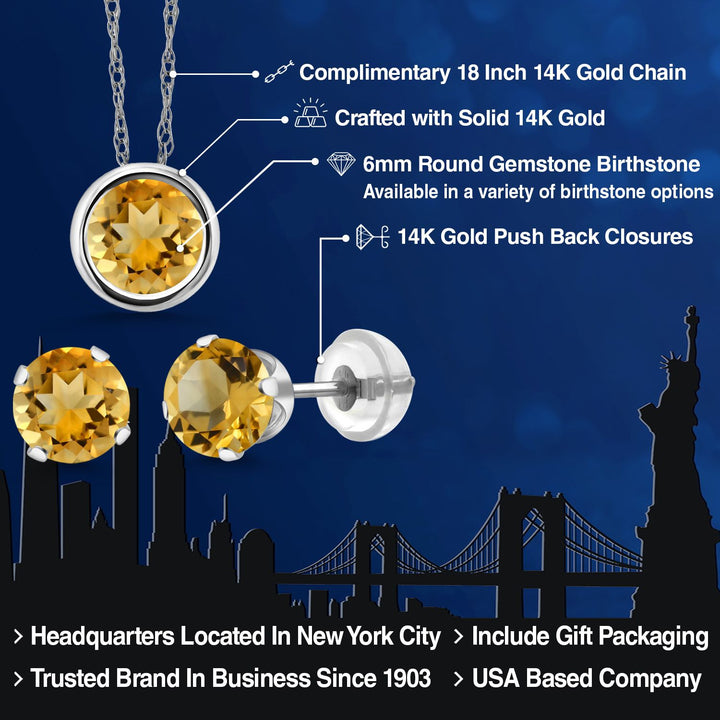 Pendant Earrings Set in 14K White Gold
