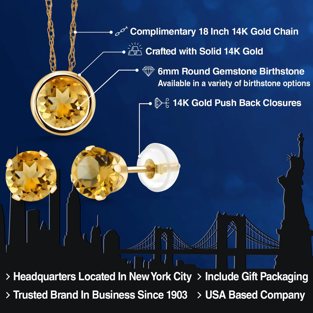 Pendant Earrings Set in 14K Yellow Gold