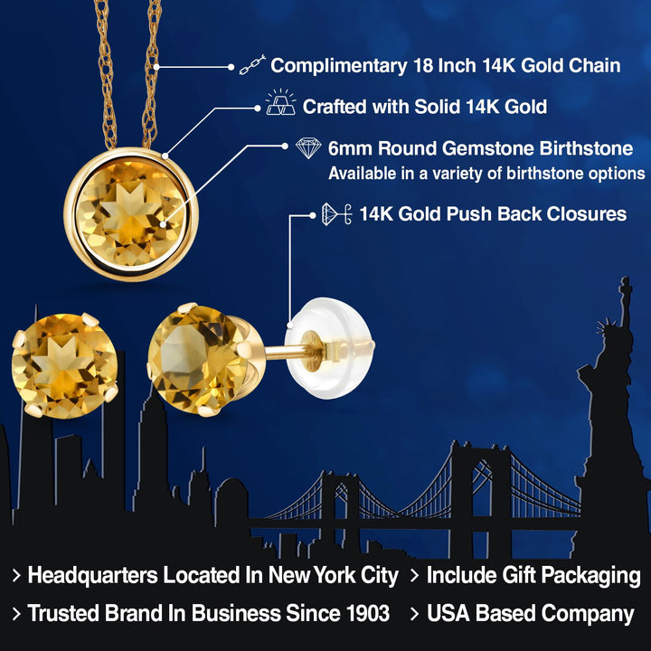 Pendant Earrings Set in 14K Yellow Gold