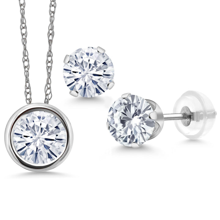 Pendant Earrings Set in 14K White Gold