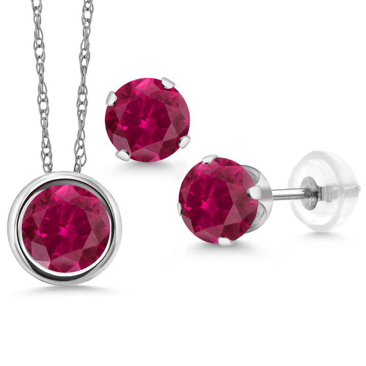 Pendant Earrings Set in 14K White Gold