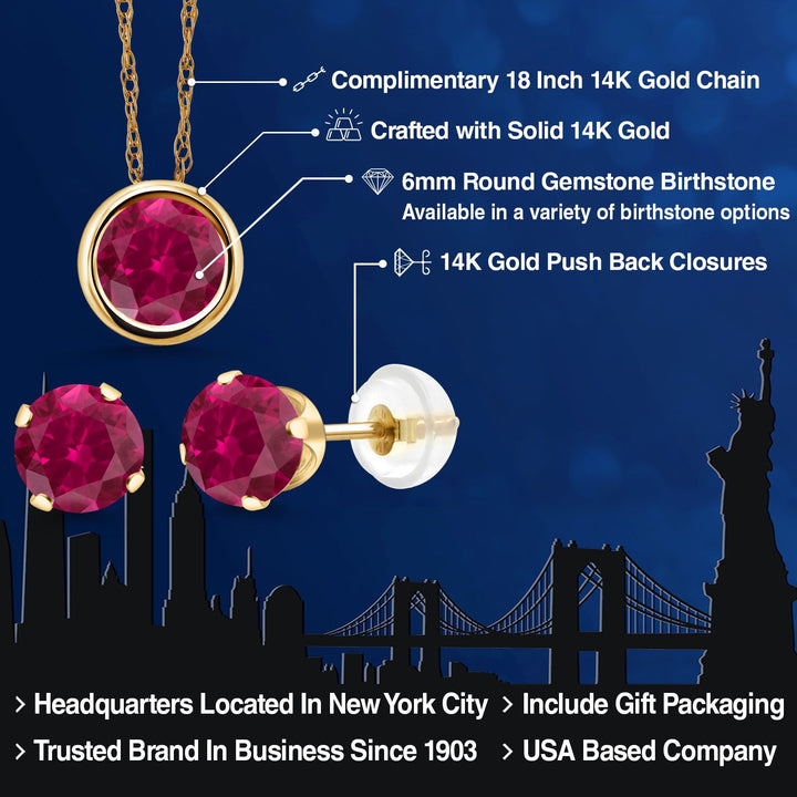 Pendant Earrings Set in 14K Yellow Gold