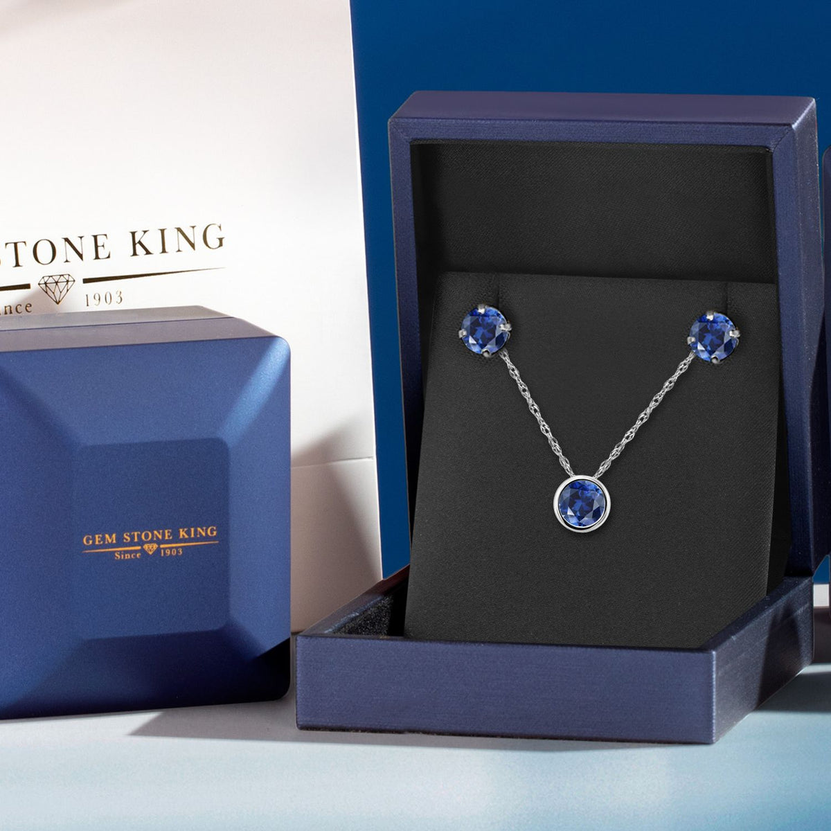 Pendant Earrings Set in 14K White Gold