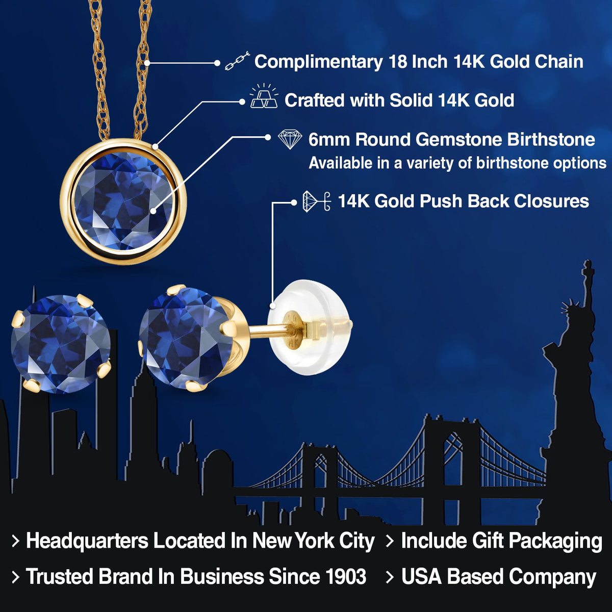 Pendant Earrings Set in 14K Yellow Gold