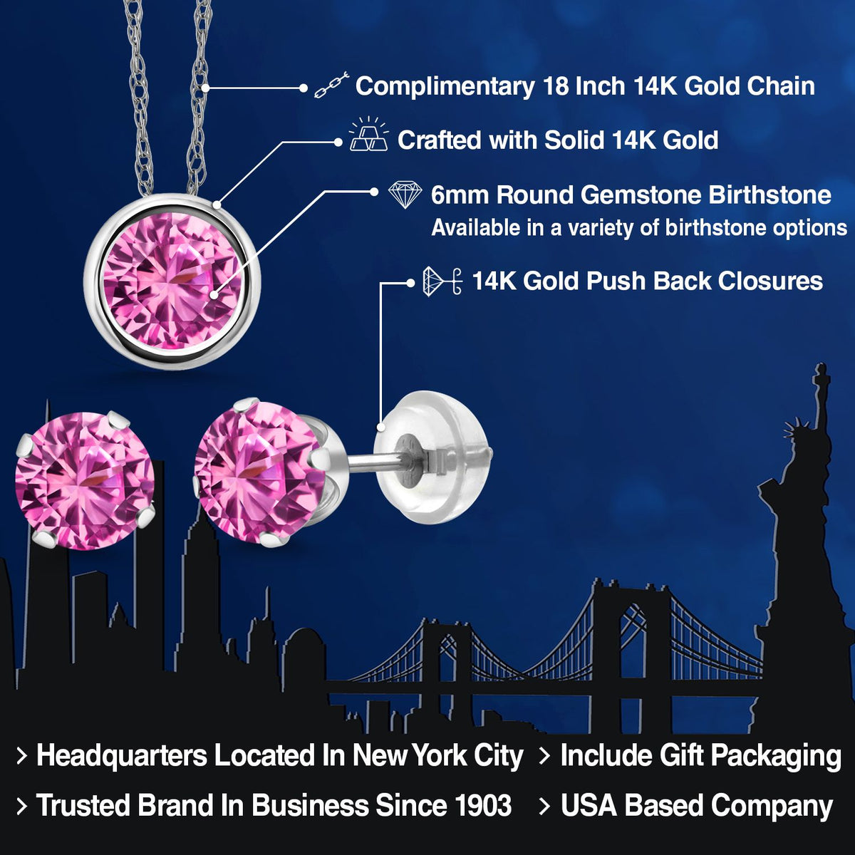 Pendant Earrings Set in 14K White Gold