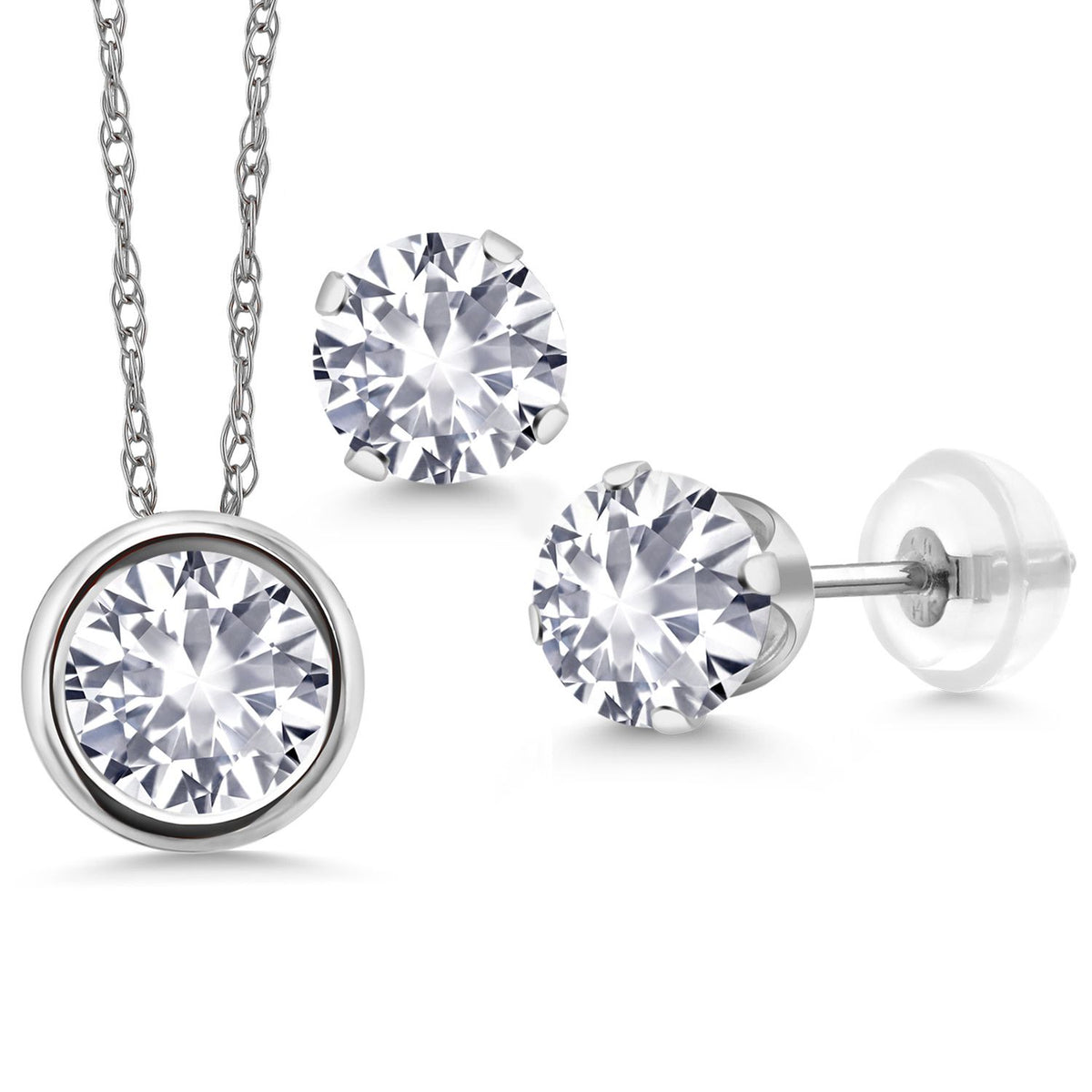 Pendant Earrings Set in 14K White Gold
