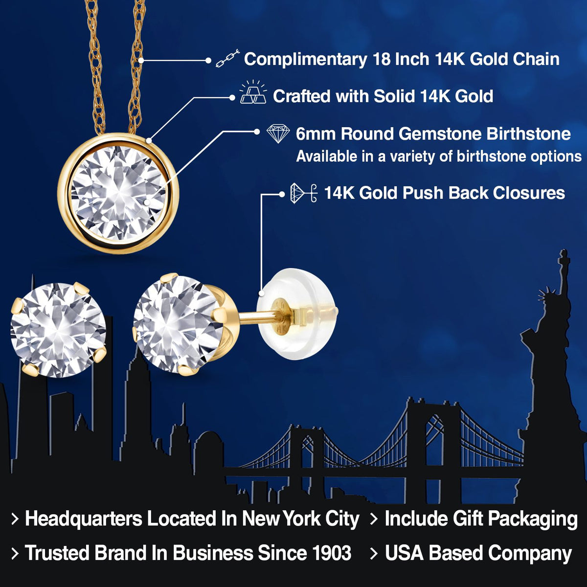 Pendant Earrings Set in 14K Yellow Gold