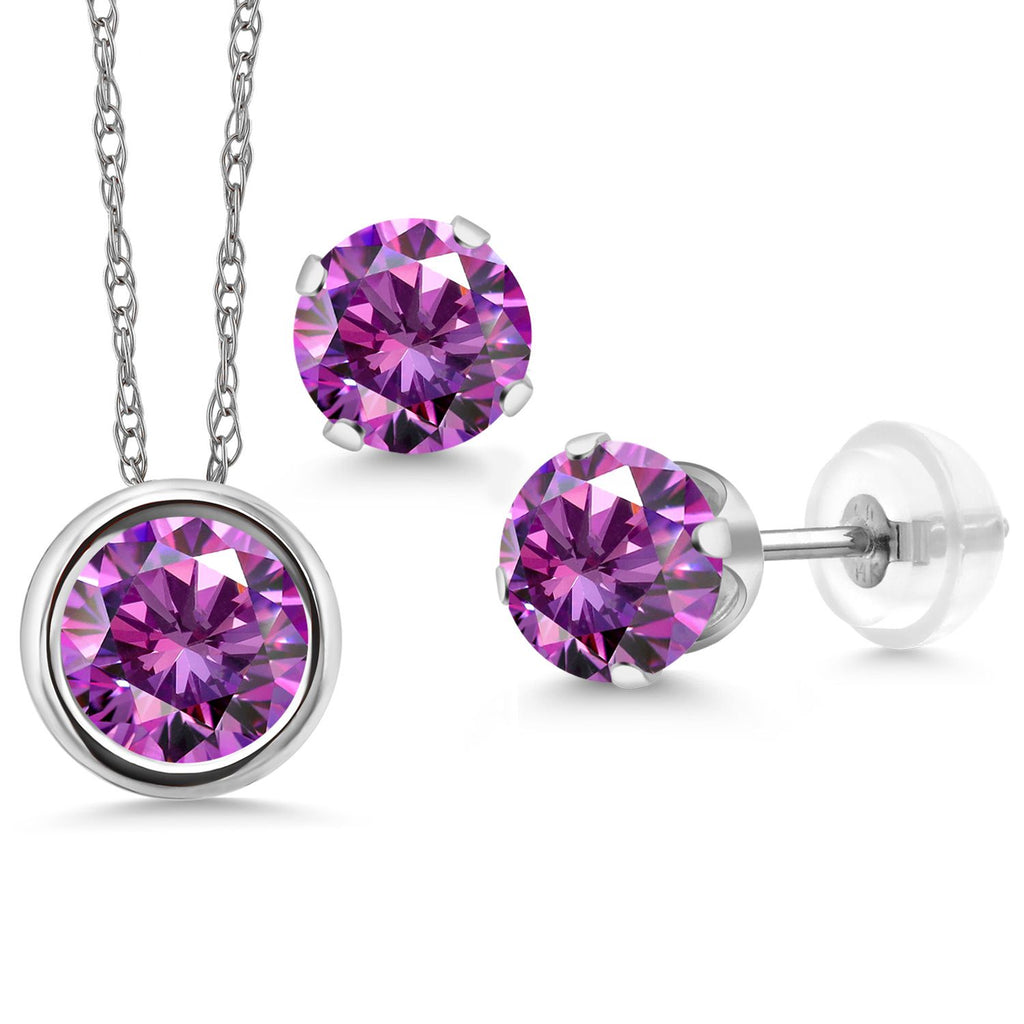 Pendant Earrings Set in 14K White Gold