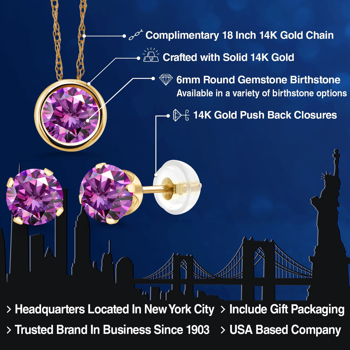 Pendant Earrings Set in 14K Yellow Gold