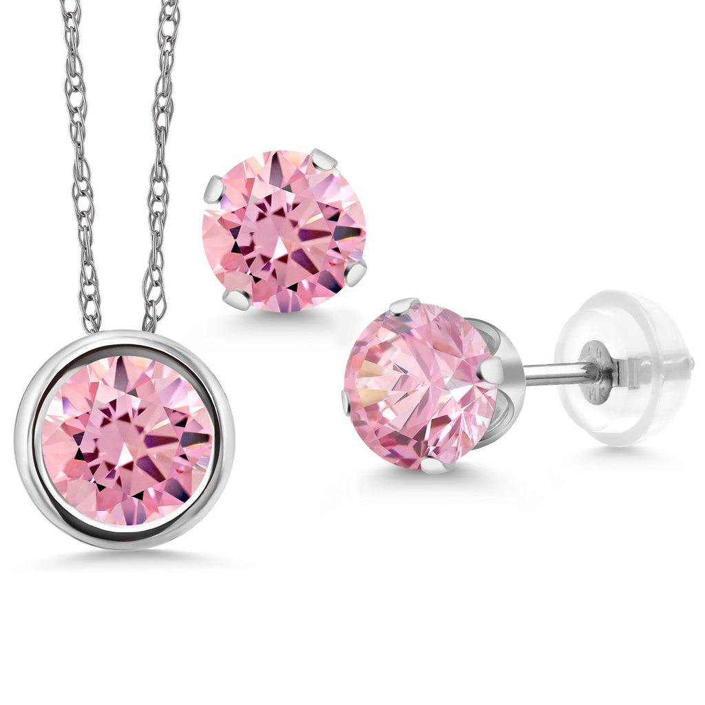 Pendant Earrings Set in 14K White Gold