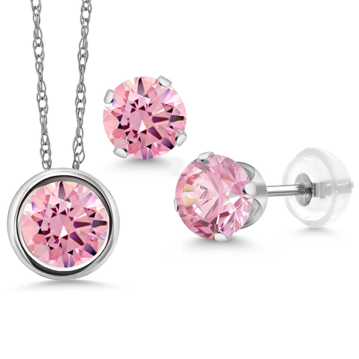 Pendant Earrings Set in 14K White Gold