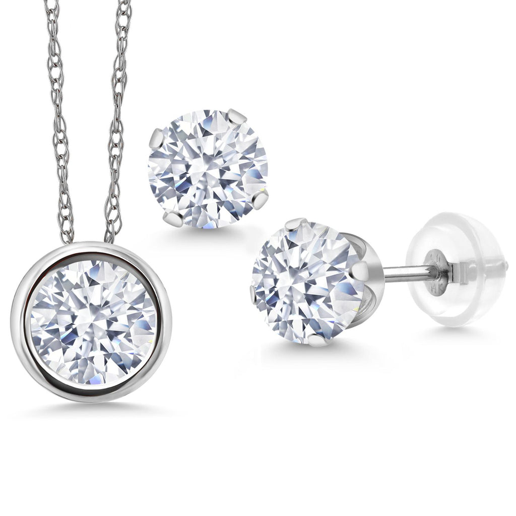 Pendant Earrings Set in 14K White Gold
