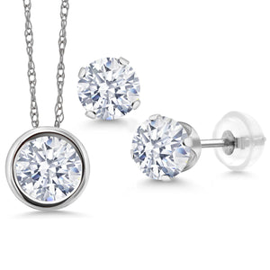 Pendant Earrings Set in 14K White Gold