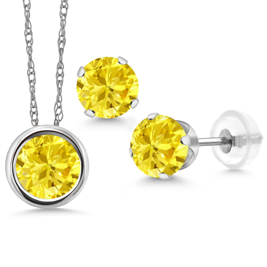 Pendant Earrings Set in 14K White Gold