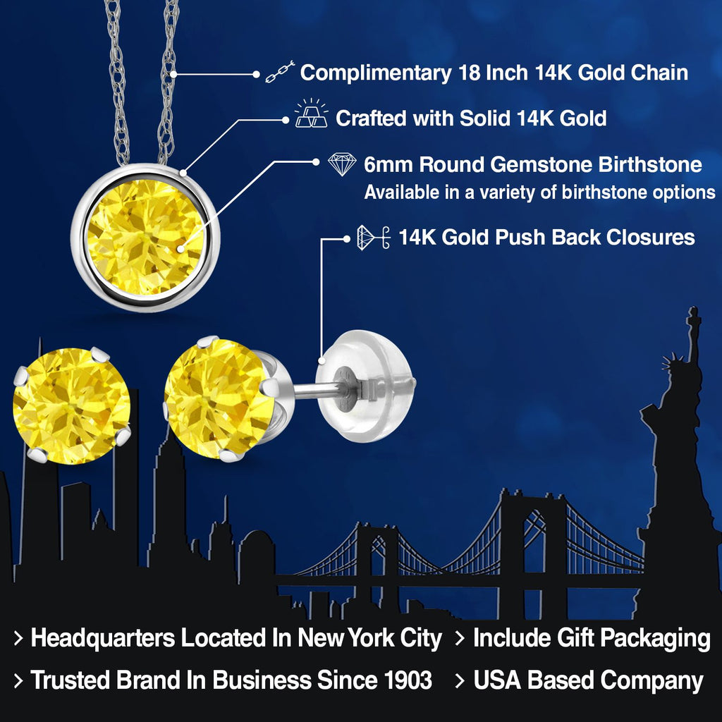 Pendant Earrings Set in 14K White Gold
