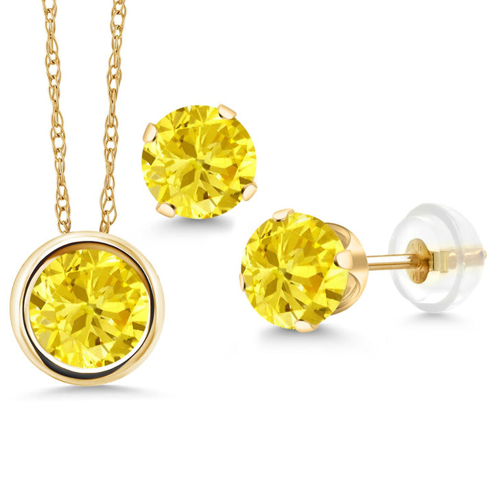 Pendant Earrings Set in 14K Yellow Gold