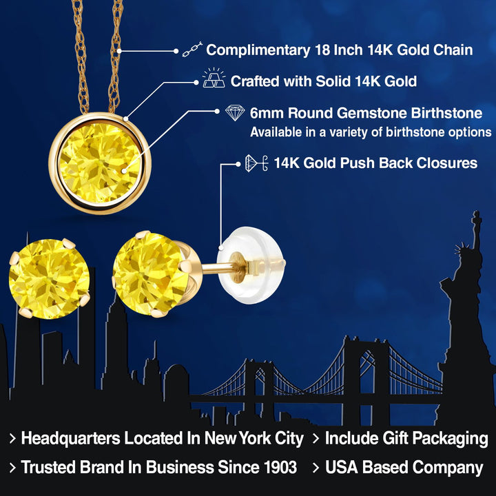 Pendant Earrings Set in 14K Yellow Gold