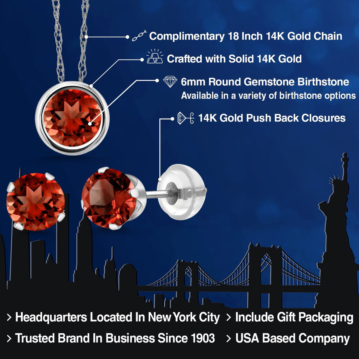 Pendant Earrings Set in 14K White Gold