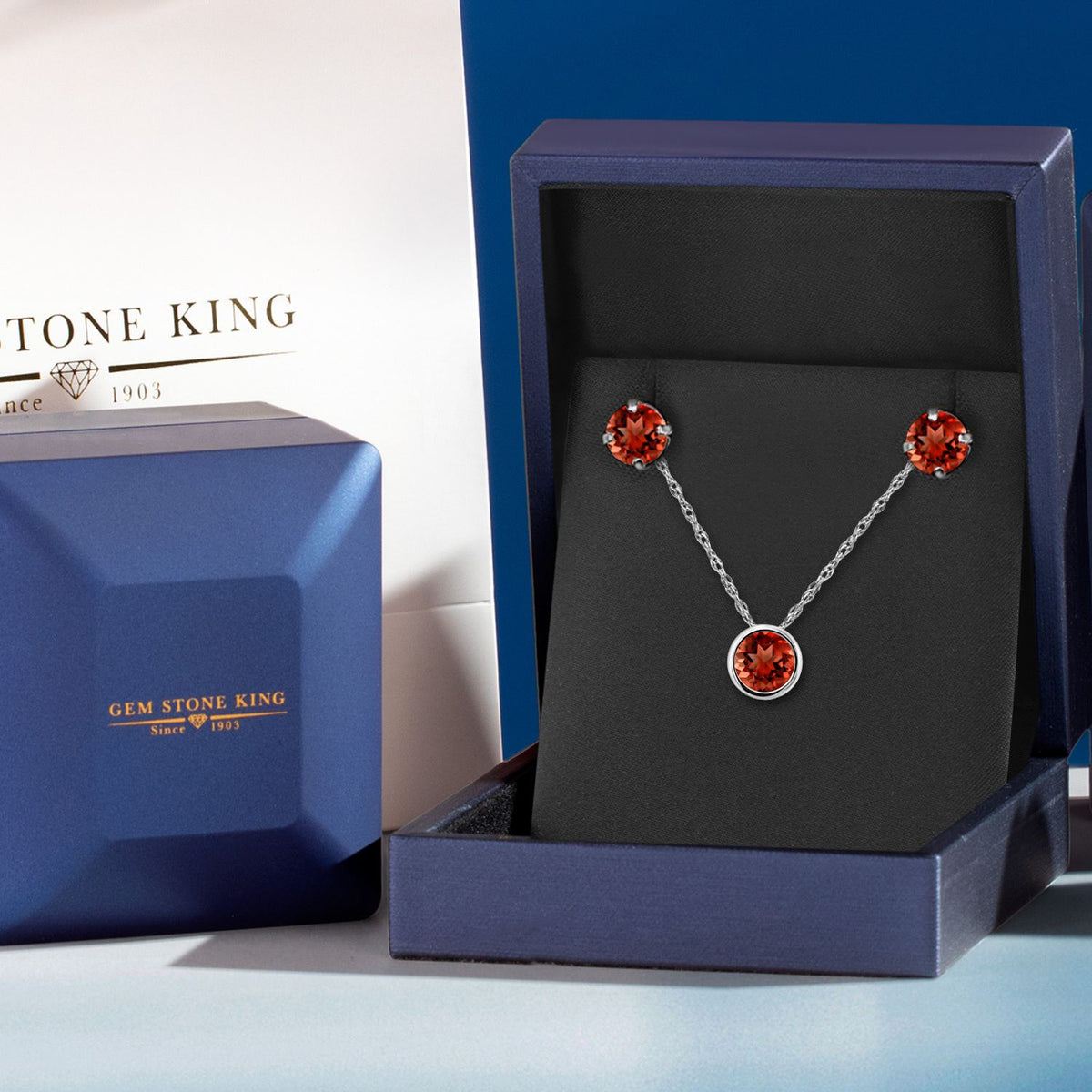 Pendant Earrings Set in 14K White Gold