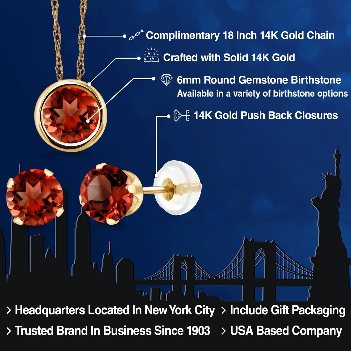 Pendant Earrings Set in 14K Yellow Gold