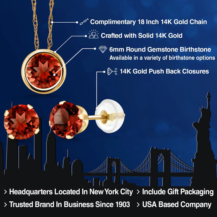 Pendant Earrings Set in 14K Yellow Gold