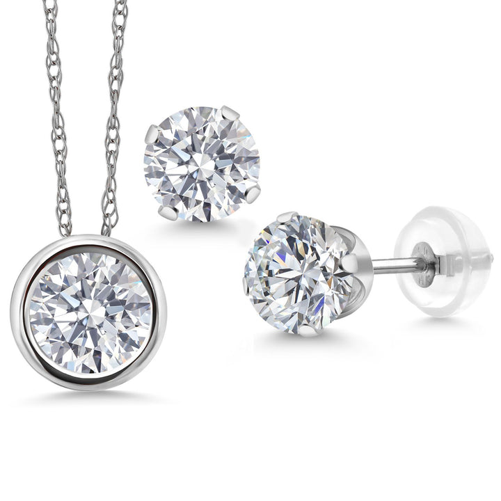 Pendant Earrings Set in 14K White Gold