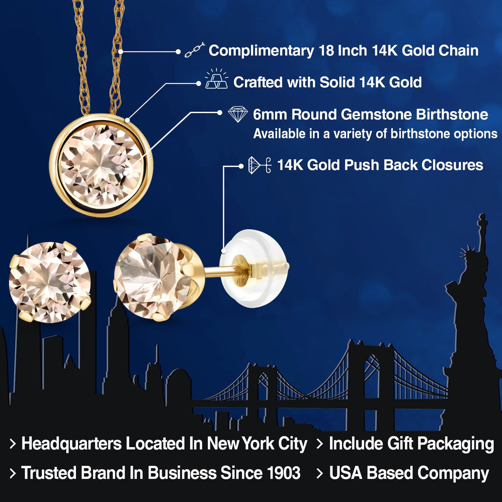 Pendant Earrings Set in 14K Yellow Gold