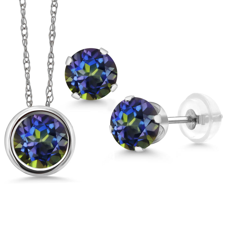 Pendant Earrings Set in 14K White Gold