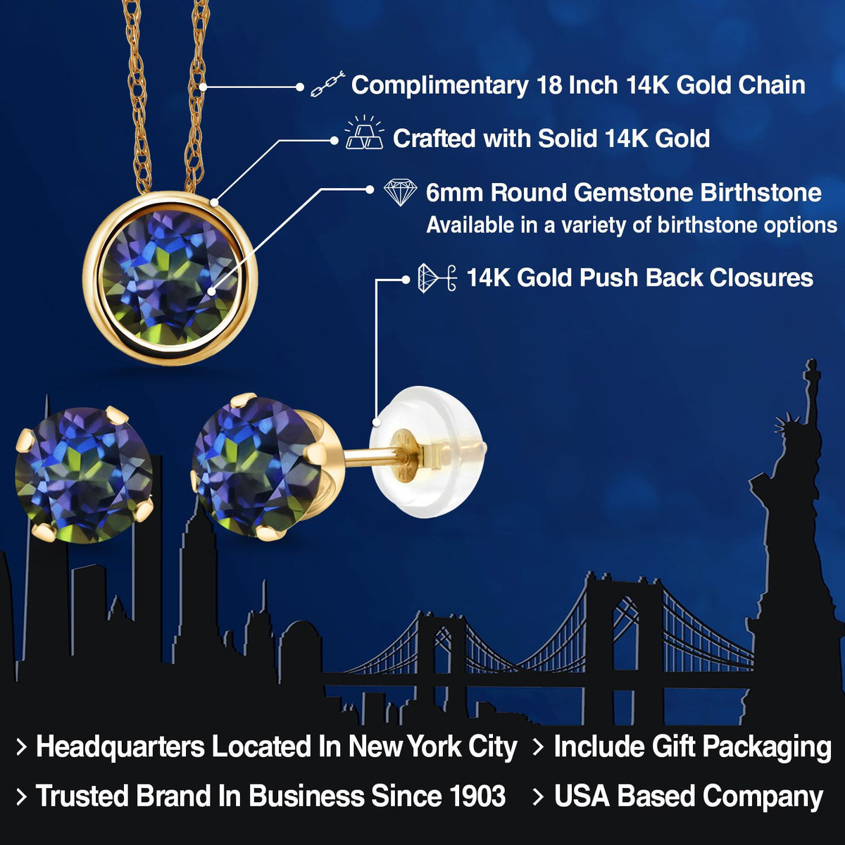Pendant Earrings Set in 14K Yellow Gold