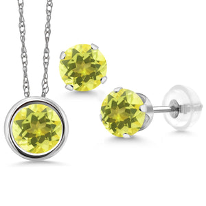 Pendant Earrings Set in 14K White Gold