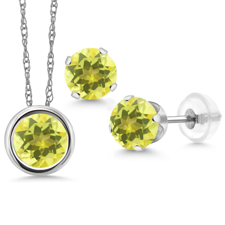 Pendant Earrings Set in 14K White Gold