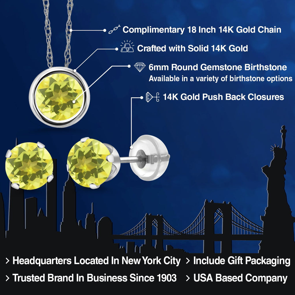 Pendant Earrings Set in 14K White Gold