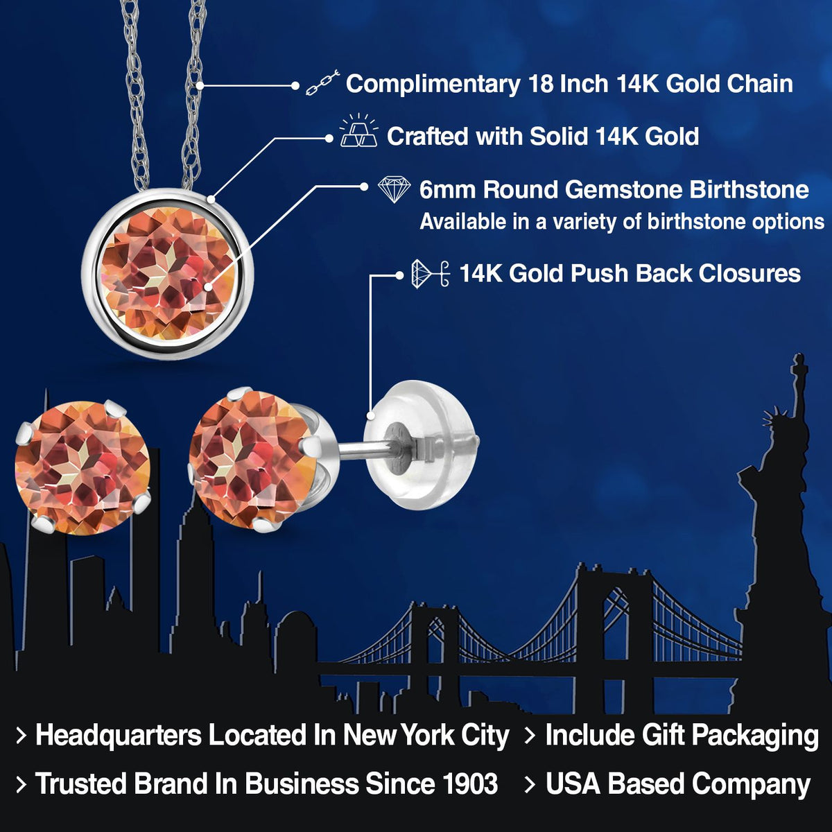 Pendant Earrings Set in 14K White Gold