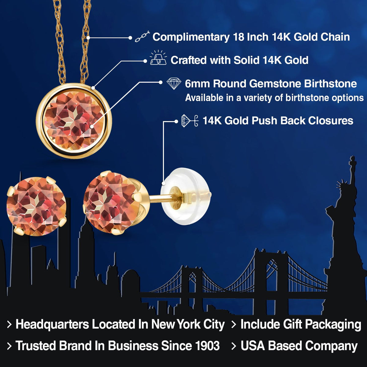 Pendant Earrings Set in 14K Yellow Gold