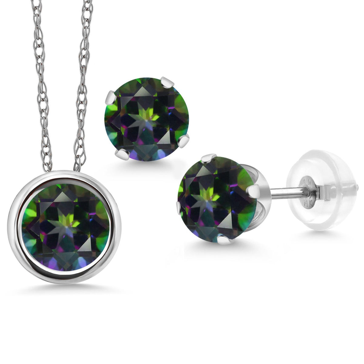 Pendant Earrings Set in 14K White Gold