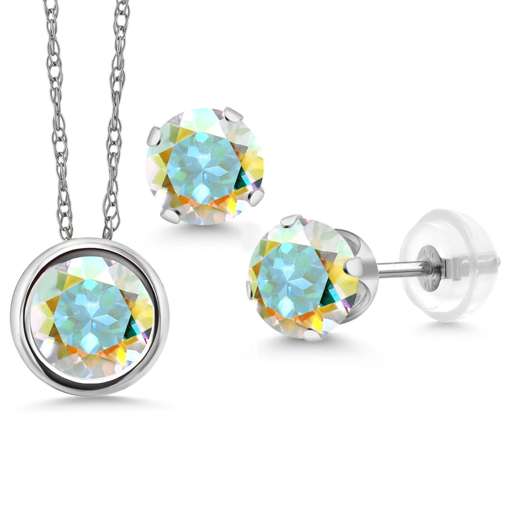 Pendant Earrings Set in 14K White Gold
