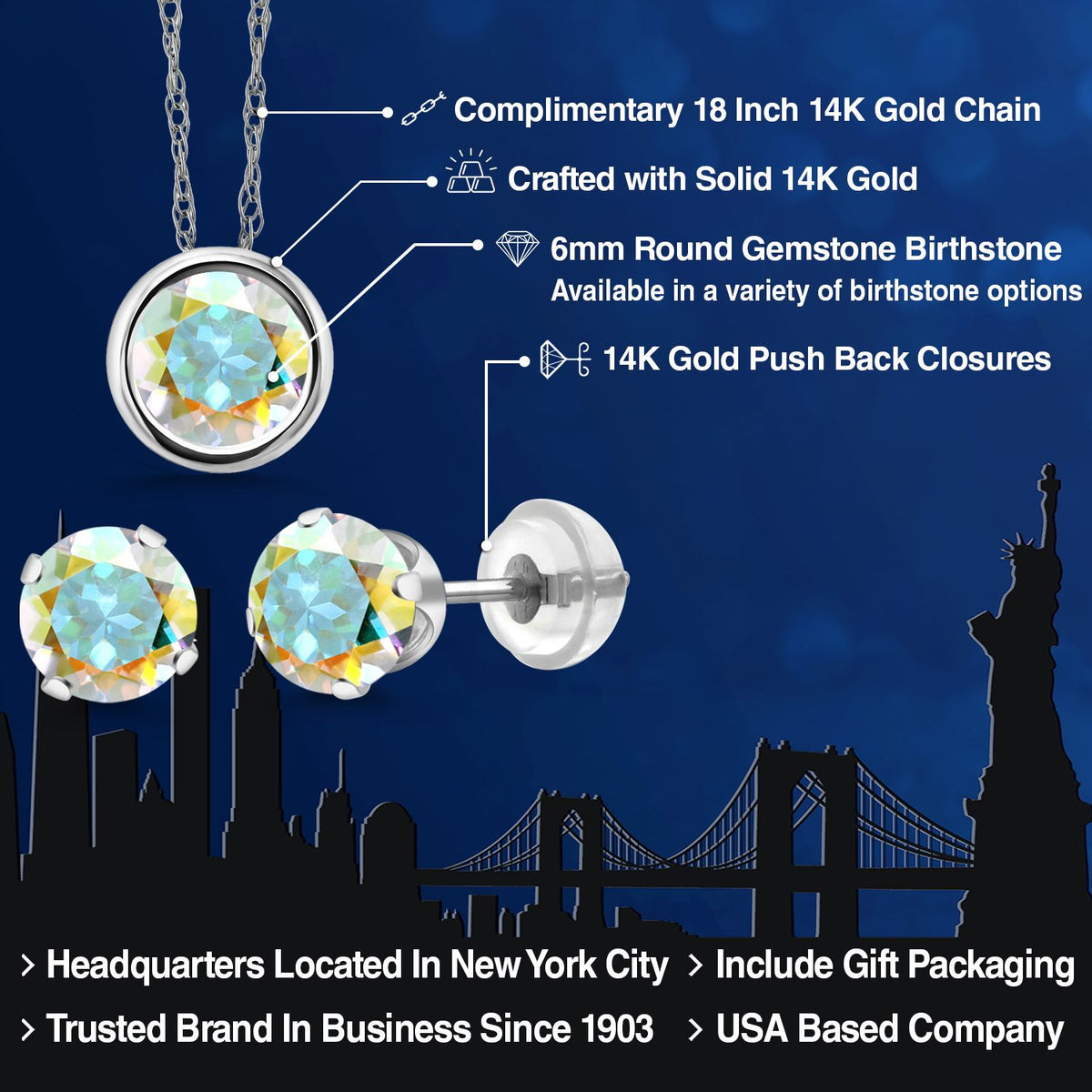 Pendant Earrings Set in 14K White Gold