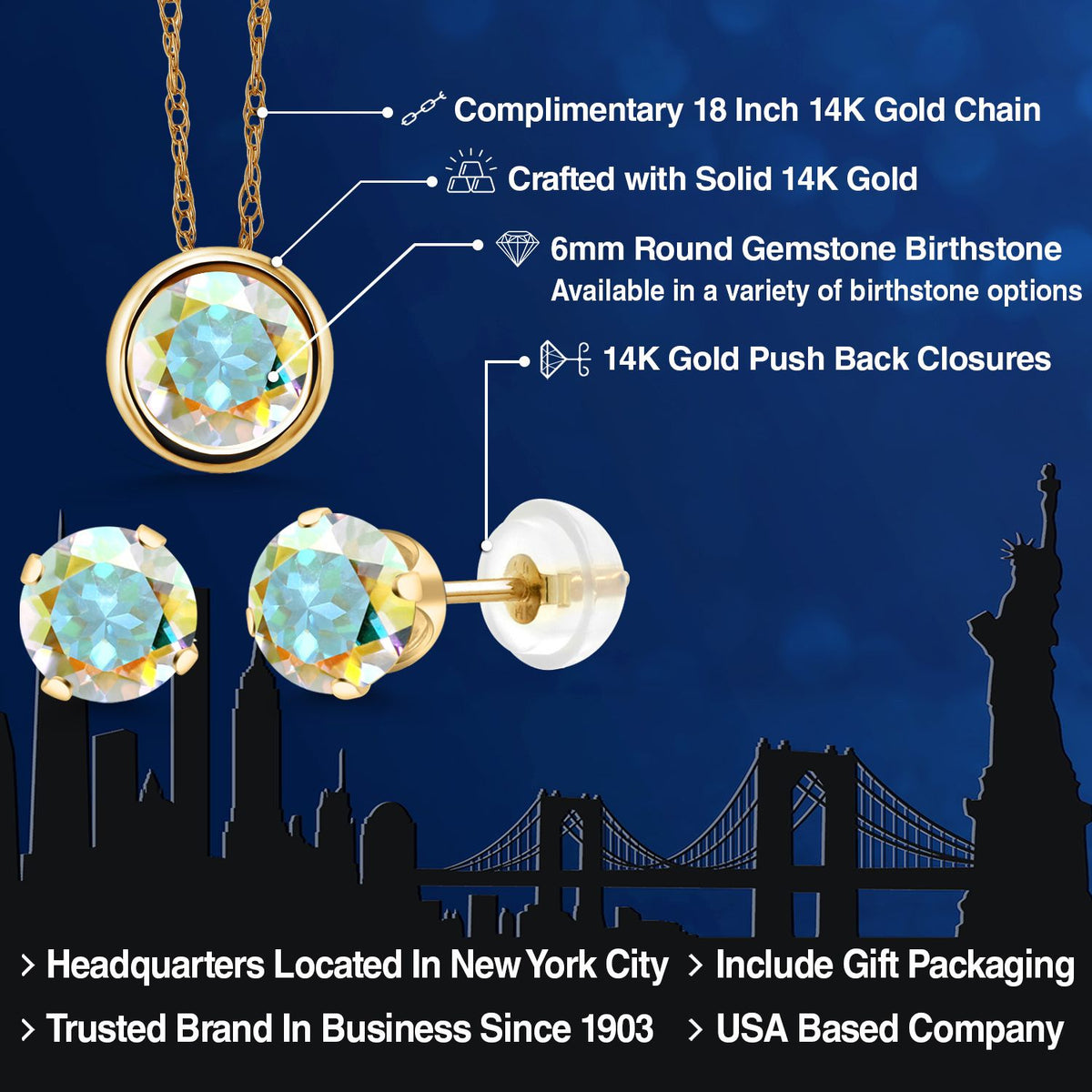 Pendant Earrings Set in 14K Yellow Gold