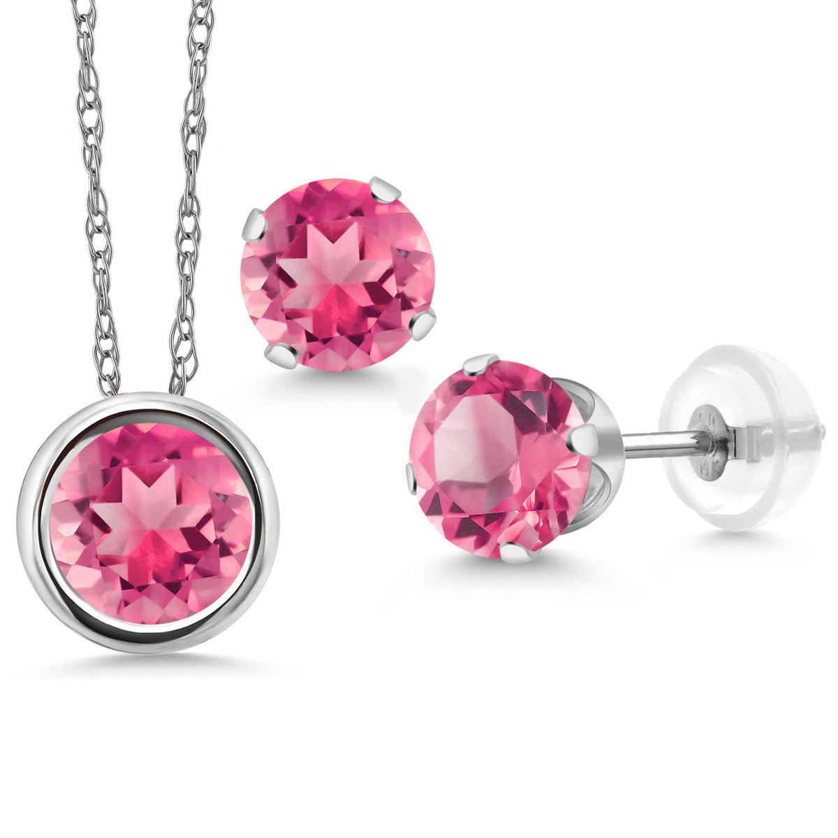 Pendant Earrings Set in 14K White Gold