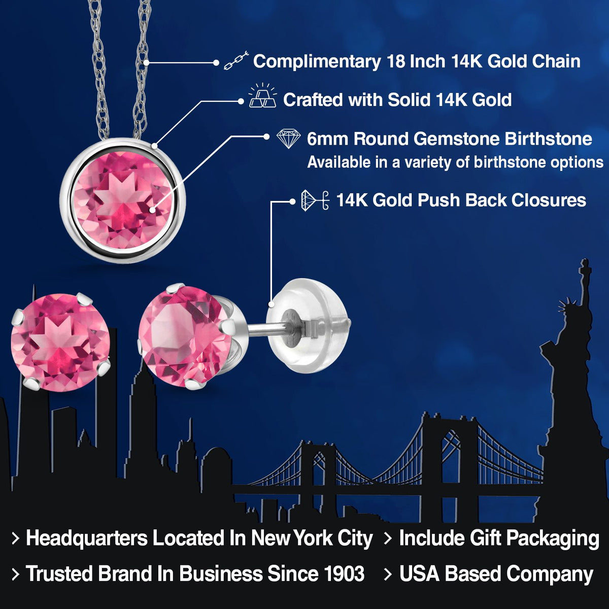 Pendant Earrings Set in 14K White Gold