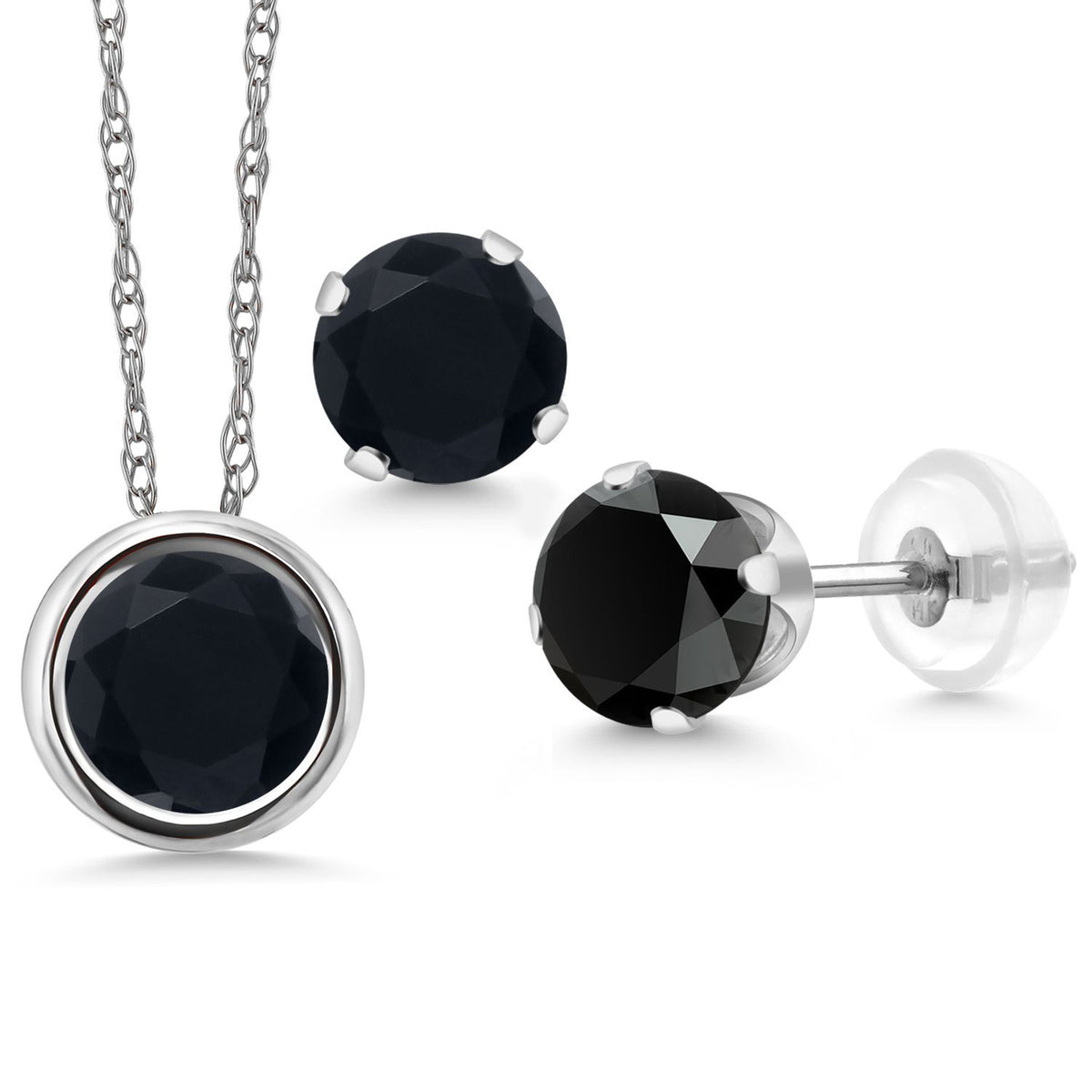 Pendant Earrings Set in 14K White Gold