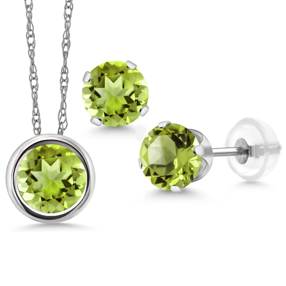 Pendant Earrings Set in 14K White Gold