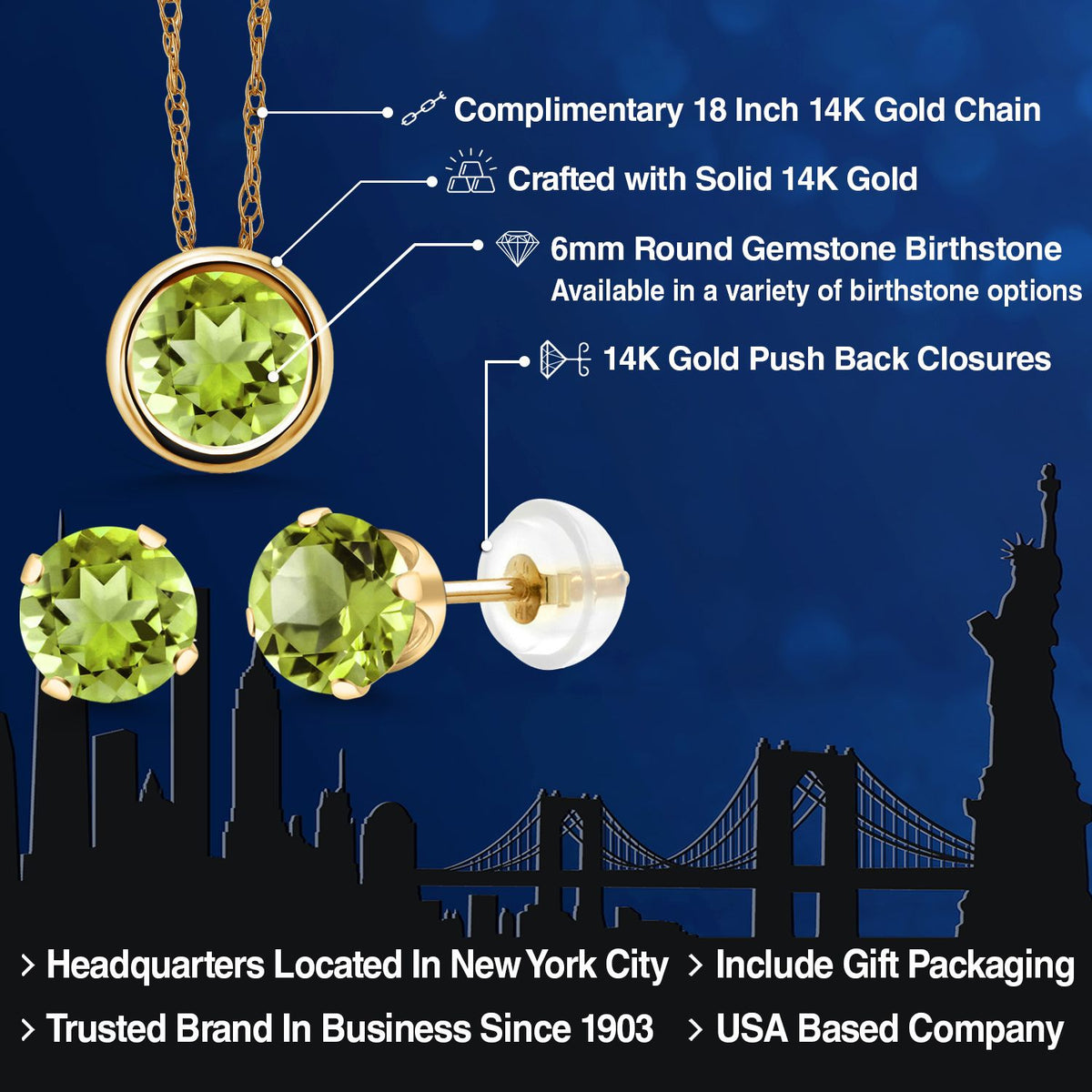 Pendant Earrings Set in 14K Yellow Gold