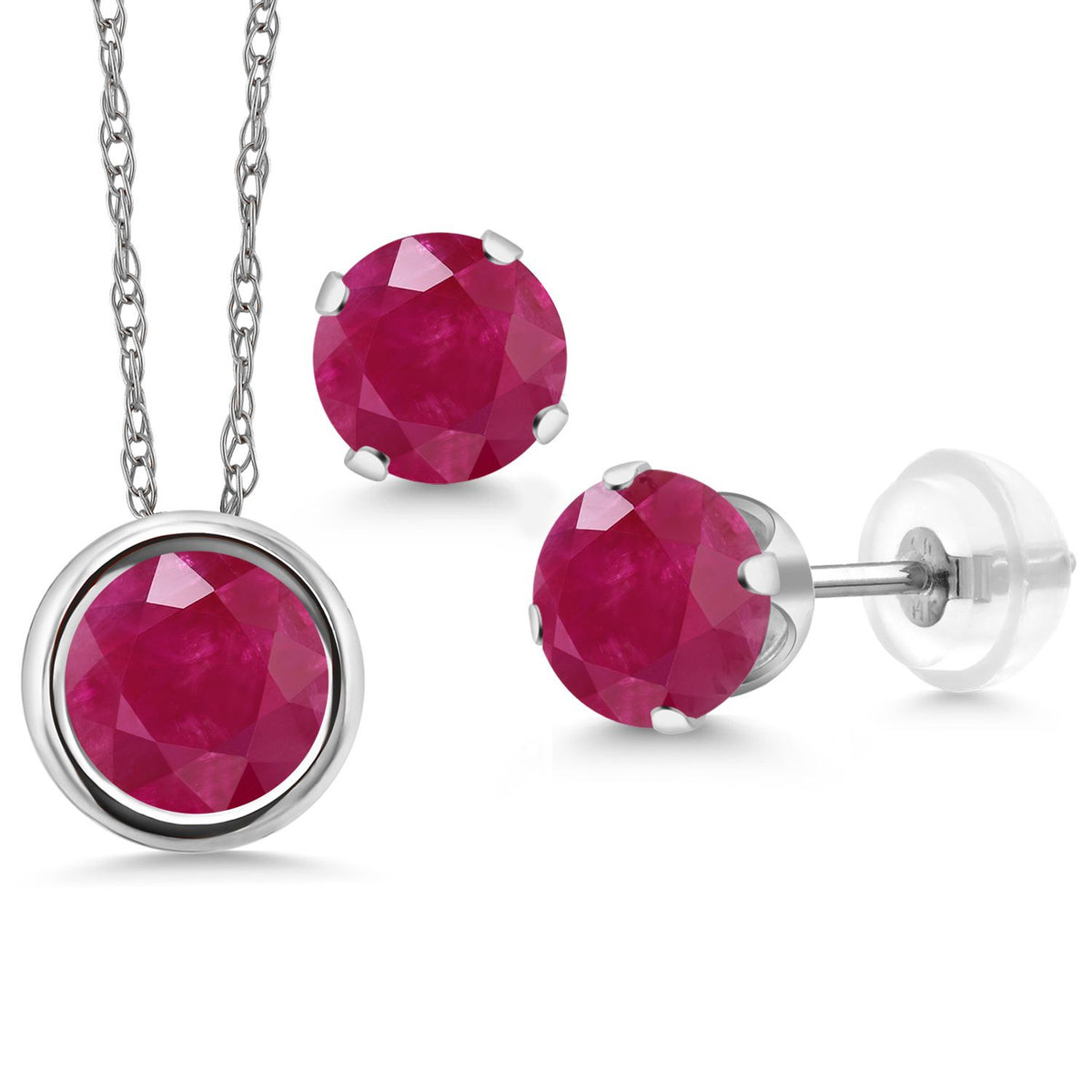 Pendant Earrings Set in 14K White Gold