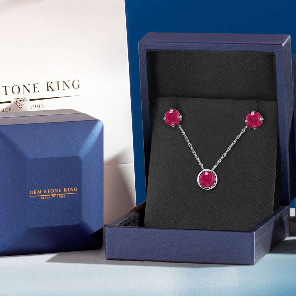 Pendant Earrings Set in 14K White Gold