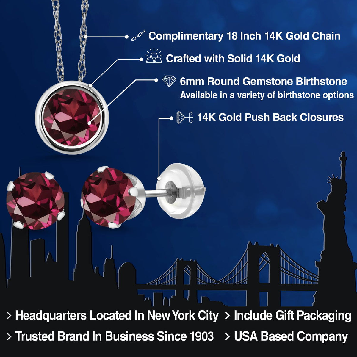 Pendant Earrings Set in 14K White Gold
