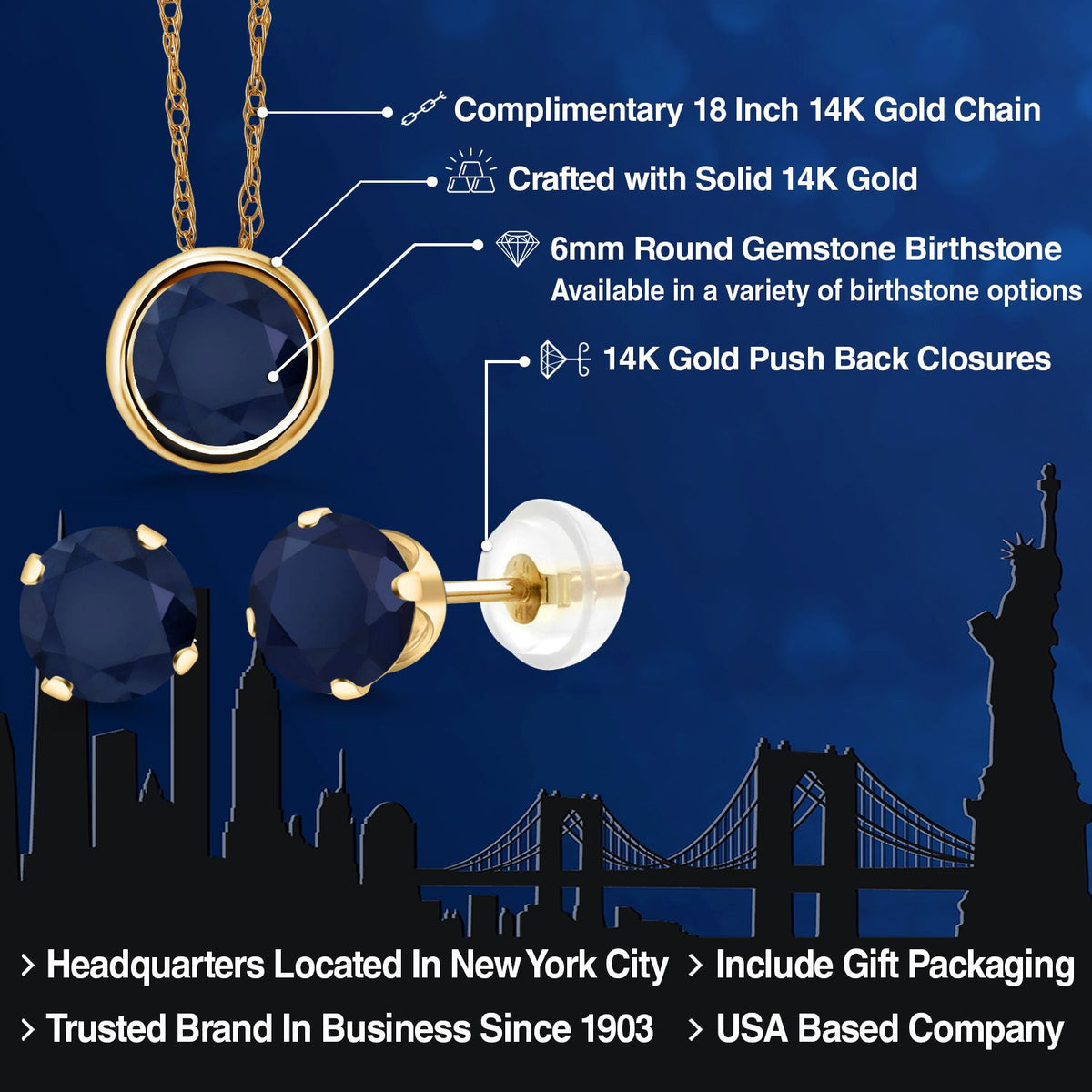Pendant Earrings Set in 14K Yellow Gold