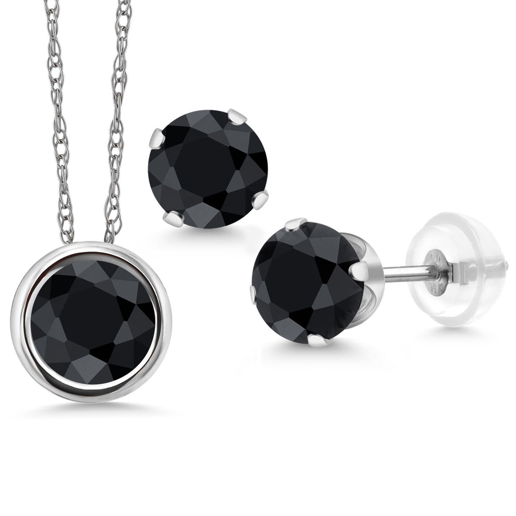 Pendant Earrings Set in 14K White Gold