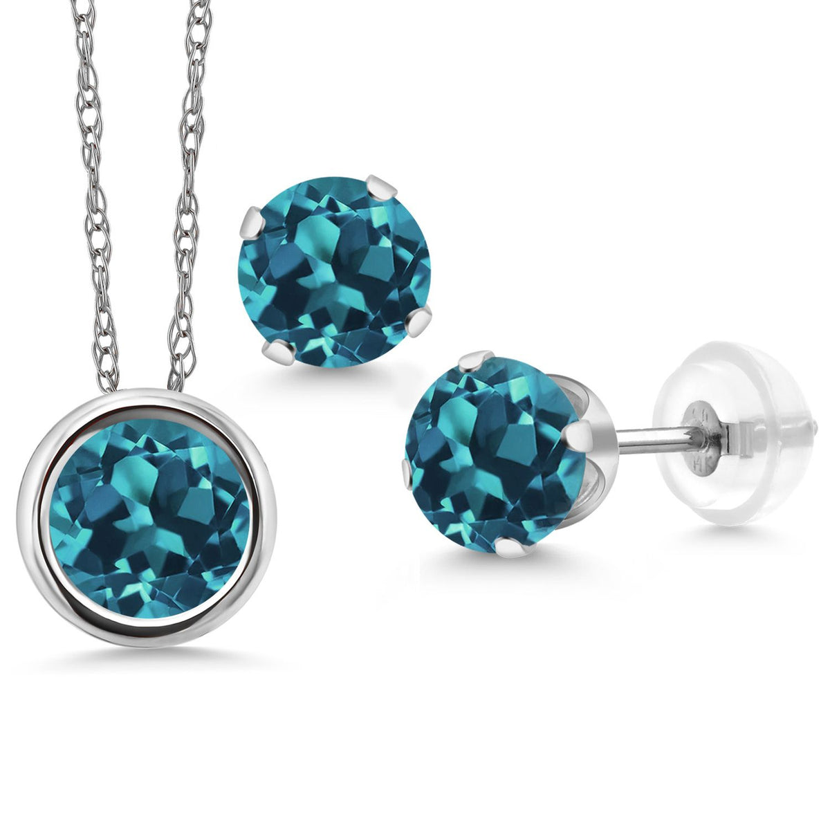 Pendant Earrings Set in 14K White Gold