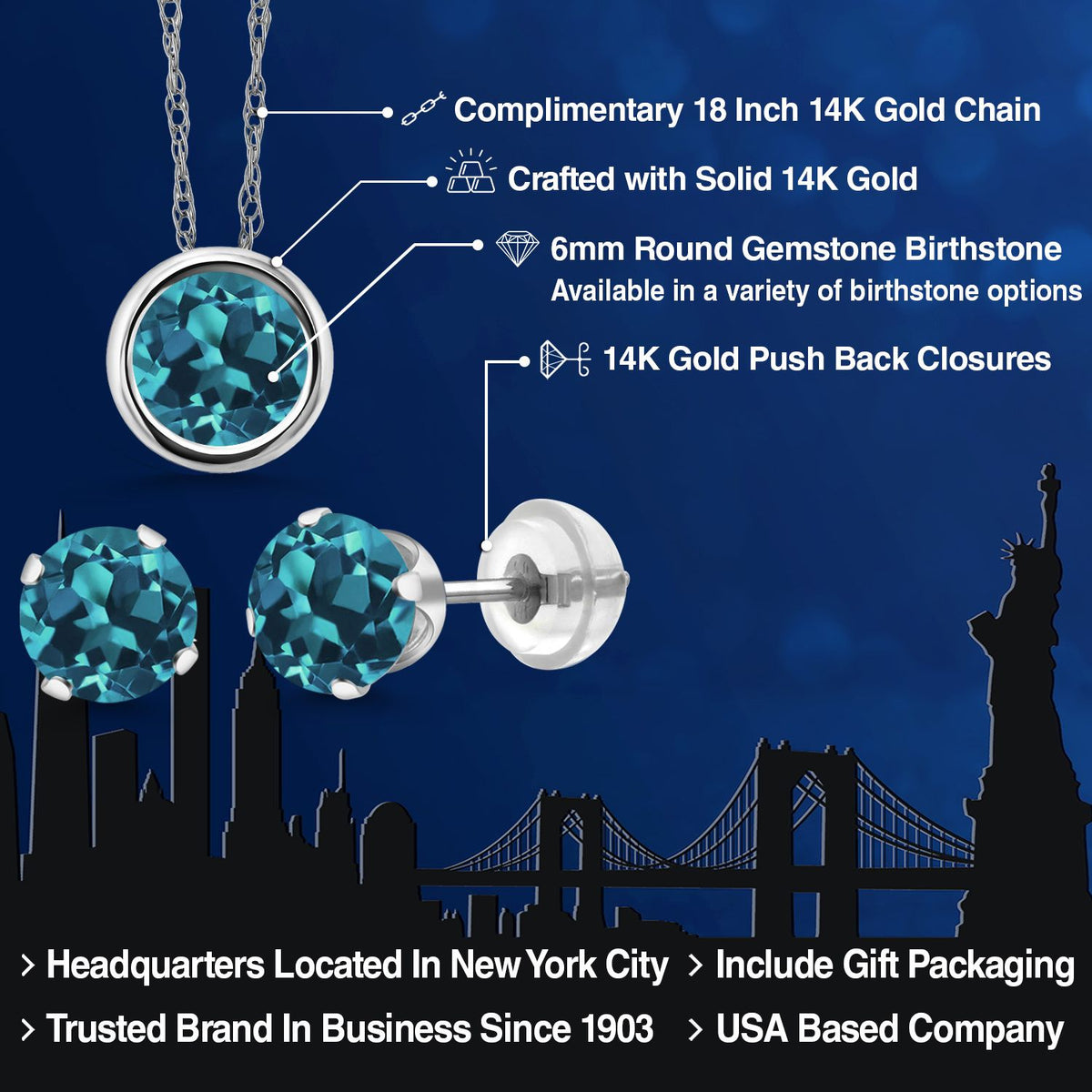 Pendant Earrings Set in 14K White Gold